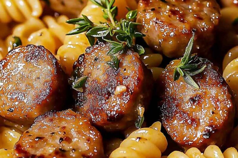 One Pot Zesty Honey Mustard Sausage Pasta