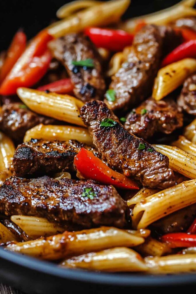 Ingredients for One Skillet Creamy Spicy Cajun Steak Pasta