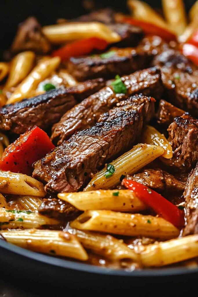 One Skillet Creamy Spicy Cajun Steak Pasta