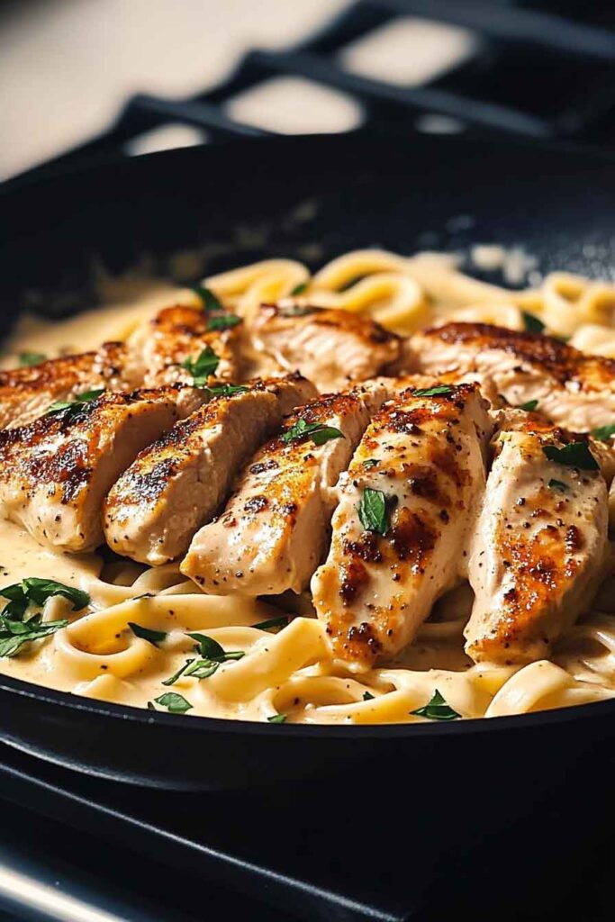 One Skillet Spicy Cajun Chicken Alfredo
