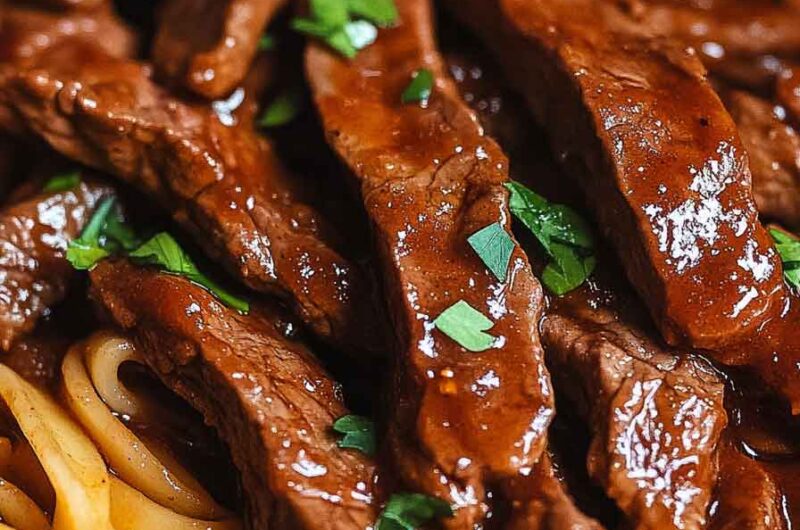 One Skillet Spicy Honey Bbq Steak Pasta