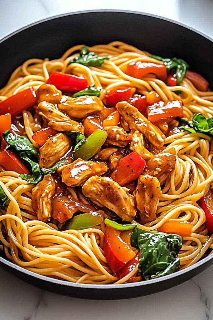 How to Make Sweet Spicy Sticky Chicken Pasta