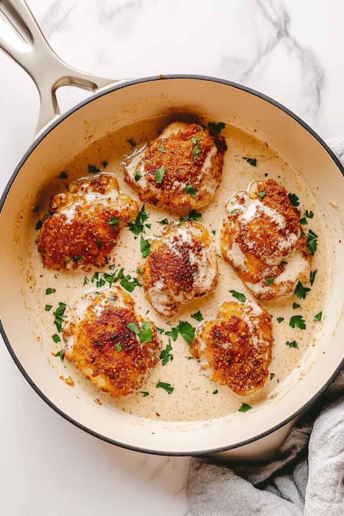 Parmesan Crusted Chicken With Creamy Garlic Sauce