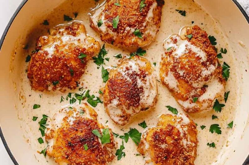 Parmesan Crusted Chicken With Creamy Garlic Sauce