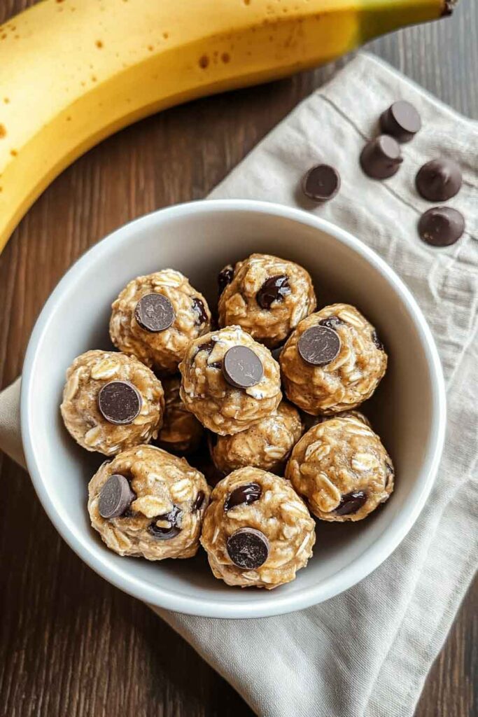 Ingredients for Peanut Butter Banana Chocolate Chip Energy Bites