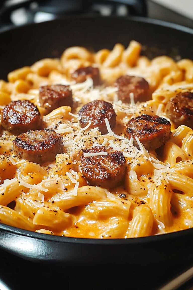 Skillet Creamy Spicy Cajun Chicken Sausage Pasta