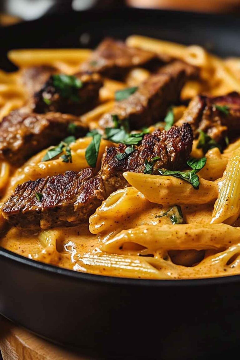 Skillet Creamy Spicy Cajun Steak Cheddar Pasta