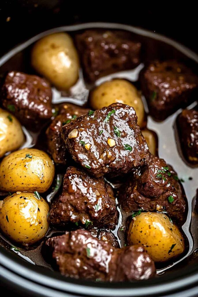Slow Cooker Garlic Butter Beef Bites