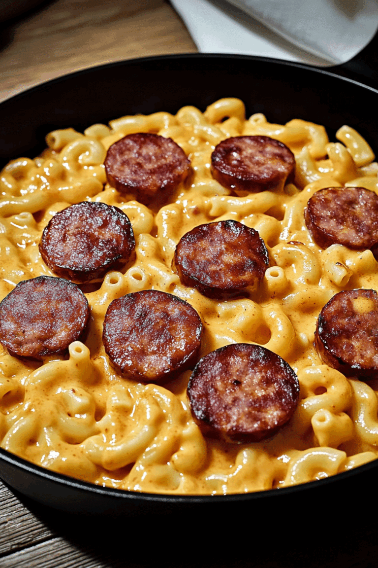 Spicy BBQ Cheddar Mac with Smoked Sausage