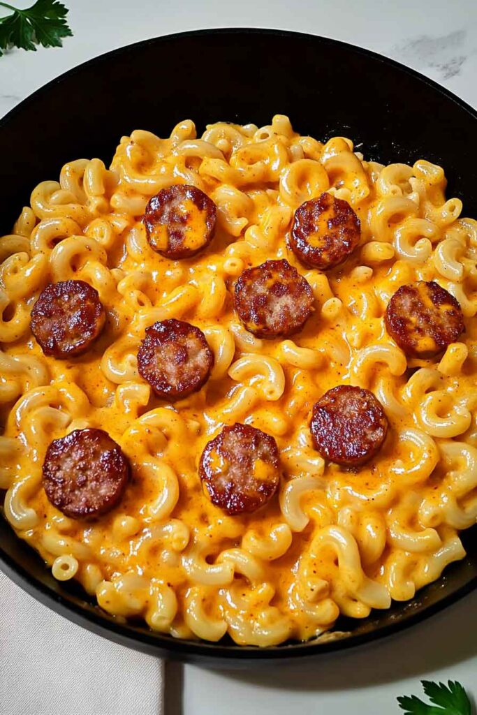 How to Make Spicy BBQ Cheddar Mac With Smoked Sausage