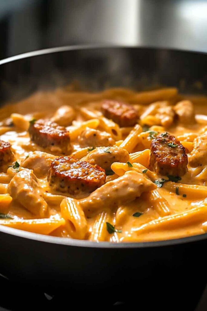 How to Make Spicy Creamy Cajun Sausage Chicken Pasta 