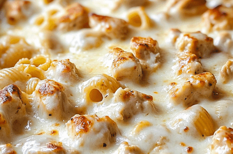 Spicy Smoky Mozzarella Chicken Alfredo Pasta Skillet
