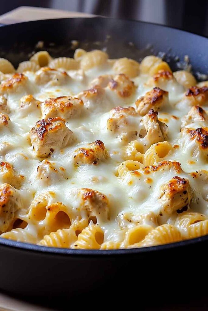 How to Make Spicy Smoky Mozzarella Chicken Alfredo Pasta Skillet