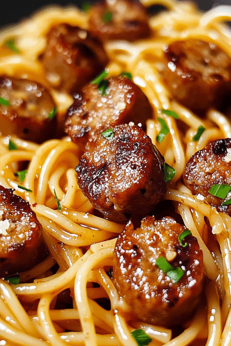 Sticky Honey Garlic Sausage Pasta Skillet