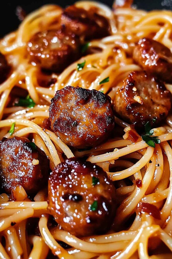 Ingredients for Sticky Honey Garlic Sausage Pasta