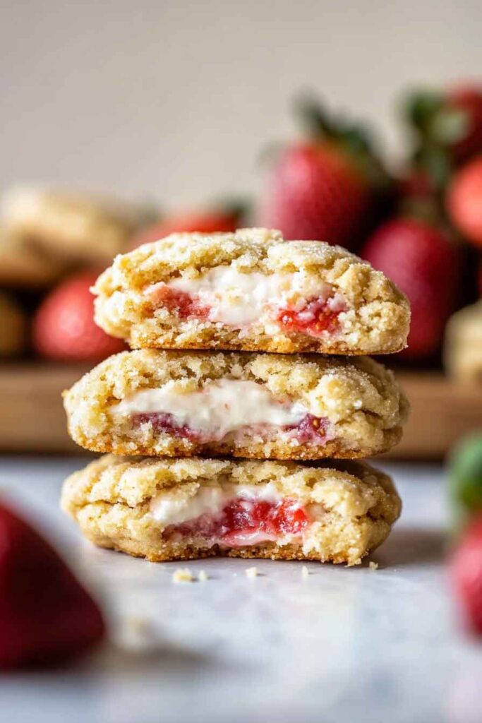 Strawberry Cheesecake Stuffed Cookies