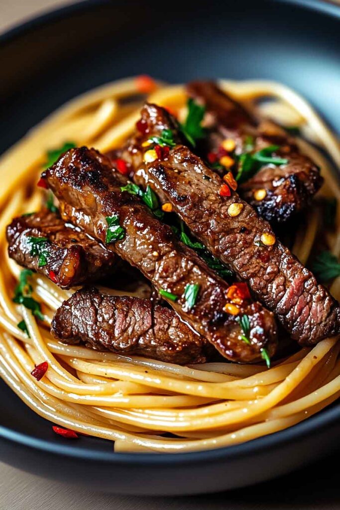 Ingredients for Sweet And Spicy Garlic Steak Pasta