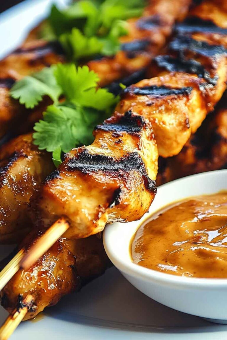 Thai Chicken Satay With Spicy Peanut Dipping Sauce