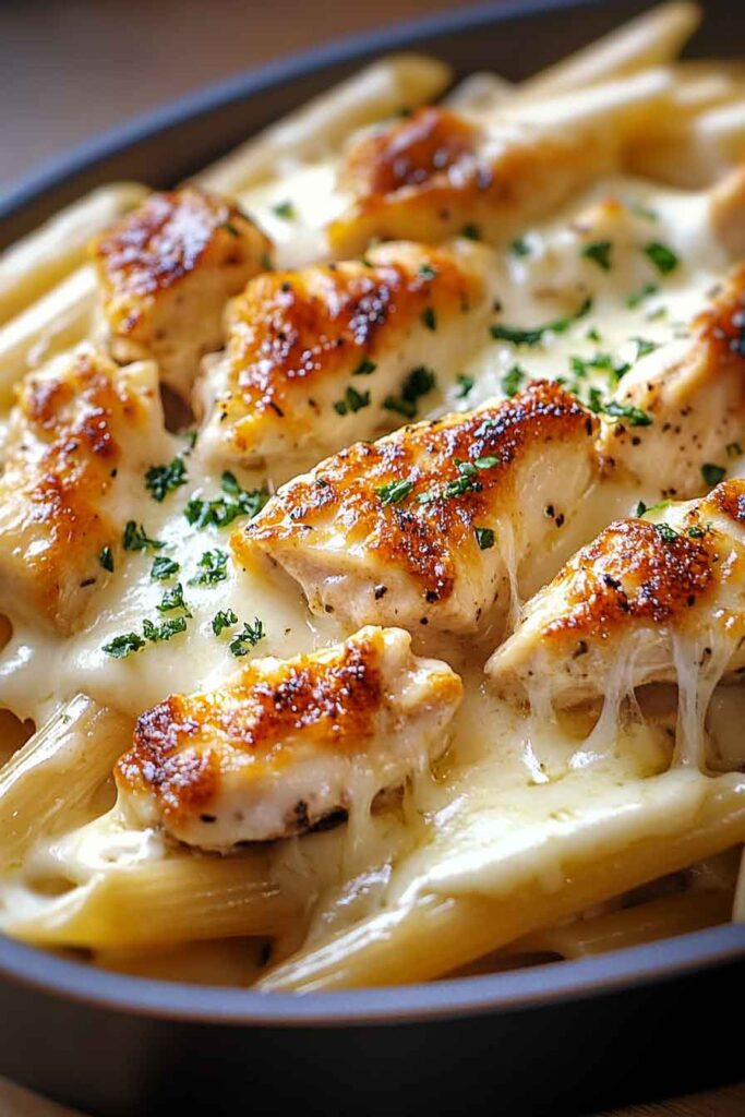 How to Make Baked Creamy Chicken Mozzarella Pasta