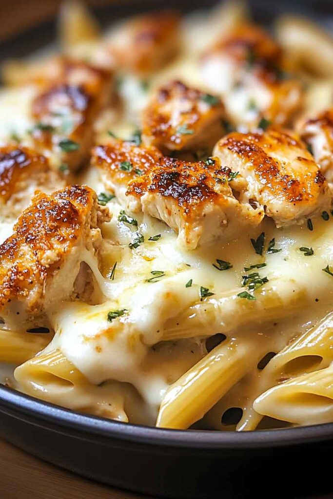 Baked Creamy Chicken Mozzarella Pasta