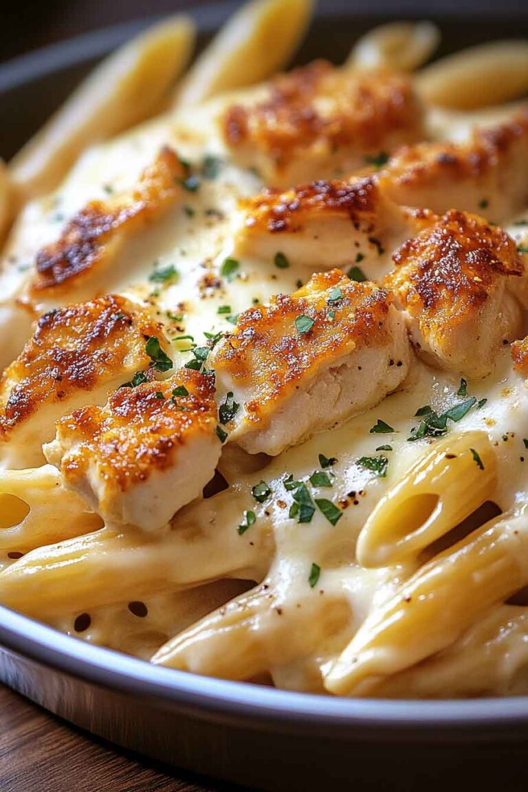 Baked Creamy Chicken Mozzarella Pasta