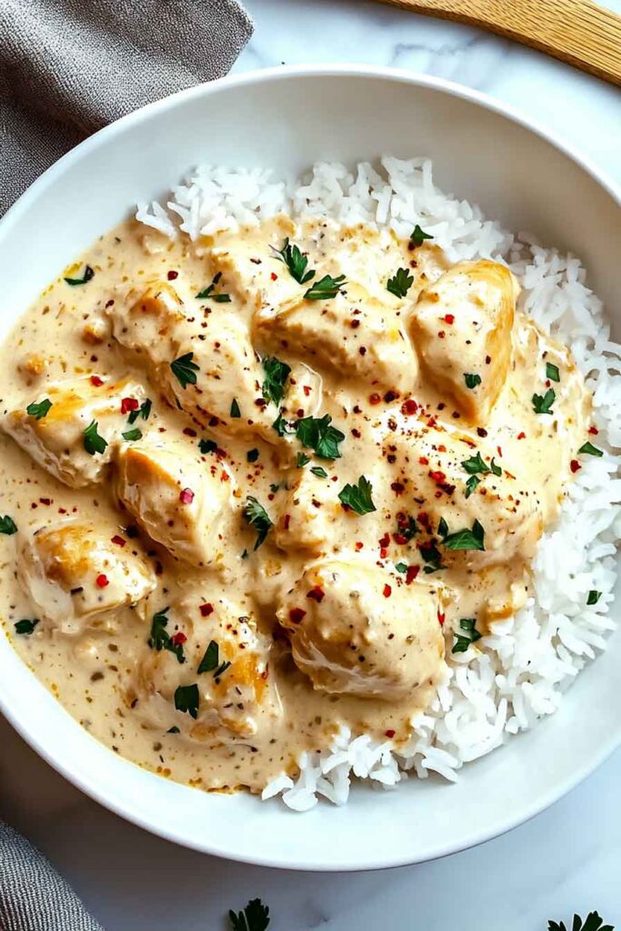 Creamy Smothered Chicken And Rice Recipe