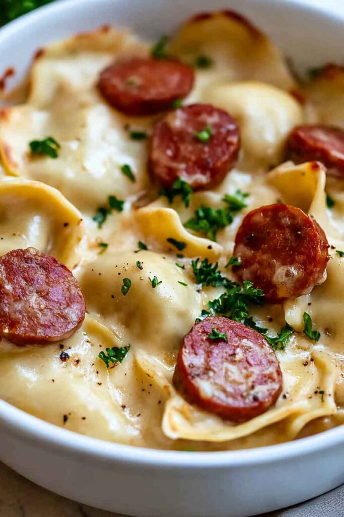 Crockpot Pierogi Casserole With Kielbasa