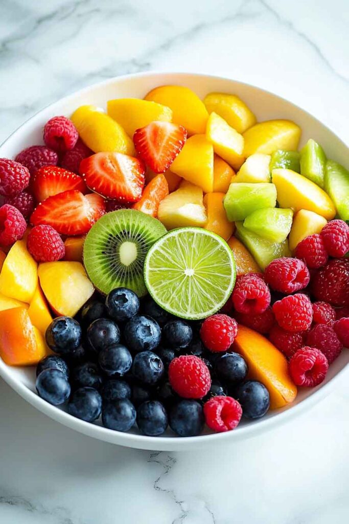 Ingredients for Honey Lime Rainbow Fruit Salad