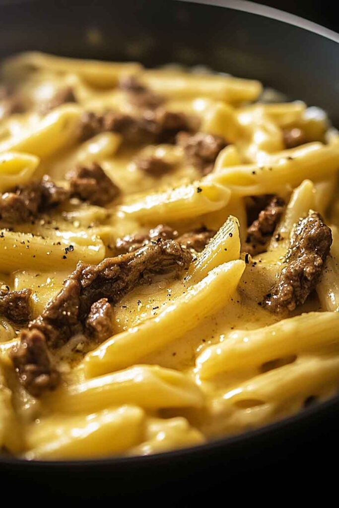 One Pot Philly Cheesesteak Pasta