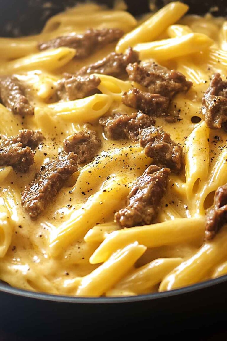 One Pot Philly Cheesesteak Pasta