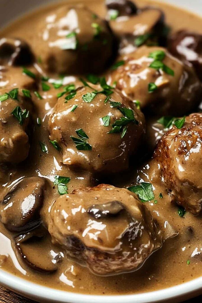 How to Make Savory Beef Meatballs in Mushroom Sauce