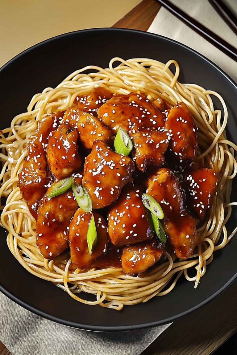 Spicy Honey Sriracha Chicken With Noodles