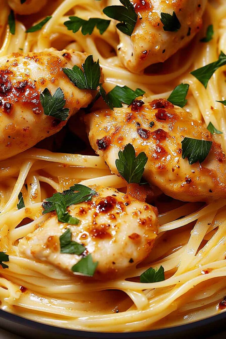Sweet Spicy Garlic Parmesan Chicken Linguine