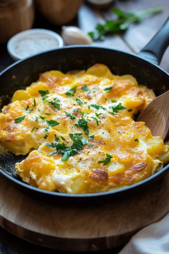 Ingredients for Cheesy Potato Egg Scramble