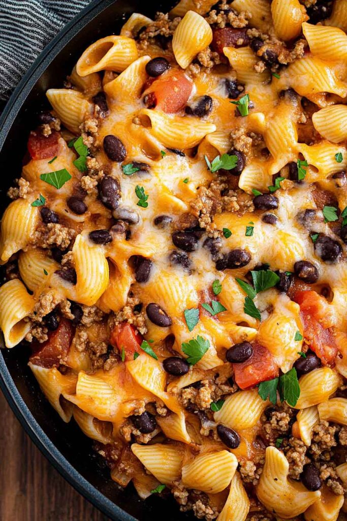 Ingredients for Cheesy Taco Pasta