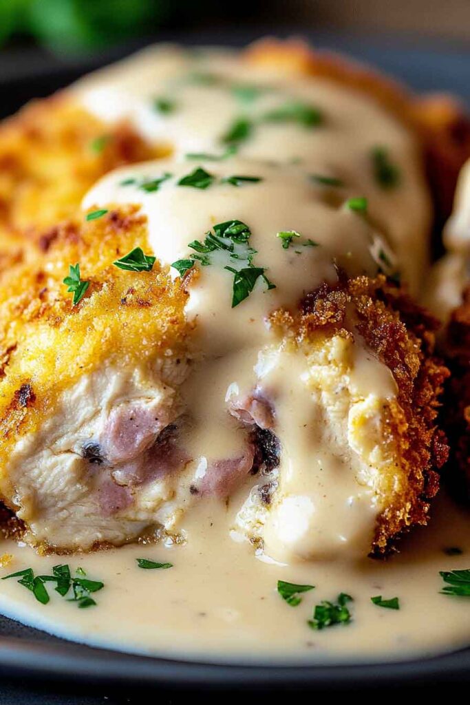 Creamy Chicken Cordon Bleu (Crispy Pan-Fried with Velvety Dijon Sauce)