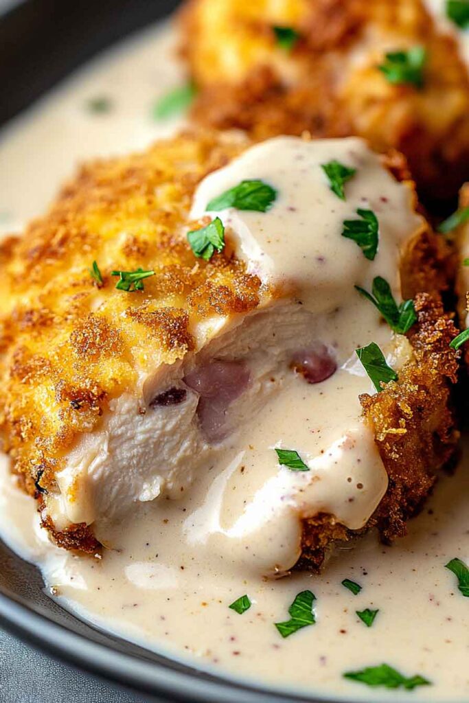 Creamy Chicken Cordon Bleu (Crispy Pan-Fried with Velvety Dijon Sauce)