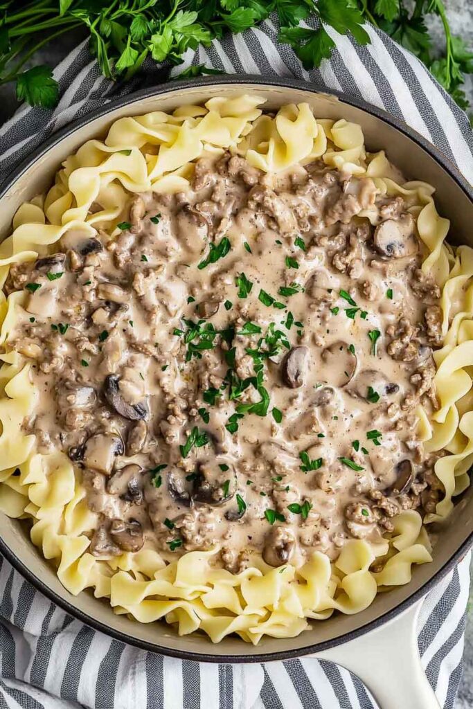 Ingredients for Ground Beef Stroganoff