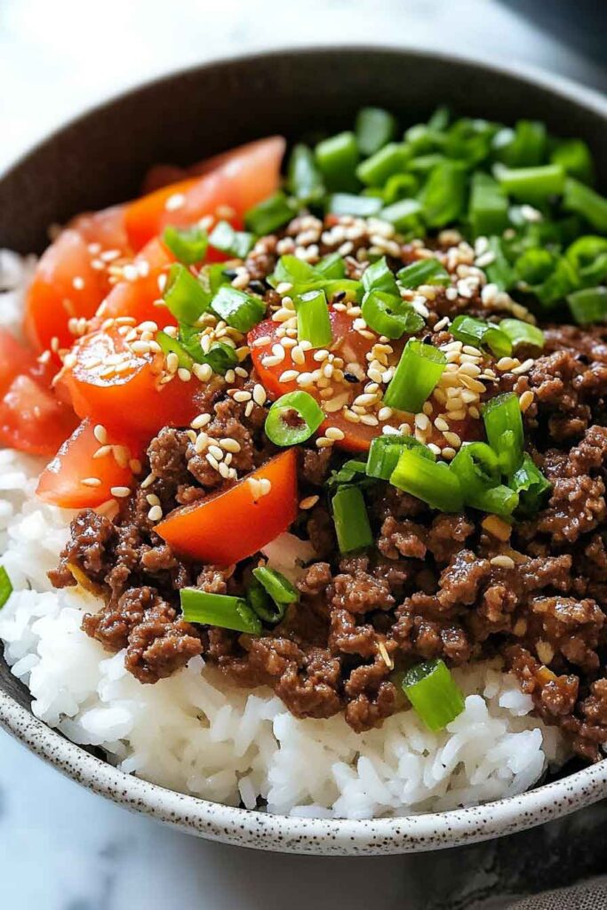 Ingredients for the Korean Ground Beef Bowl