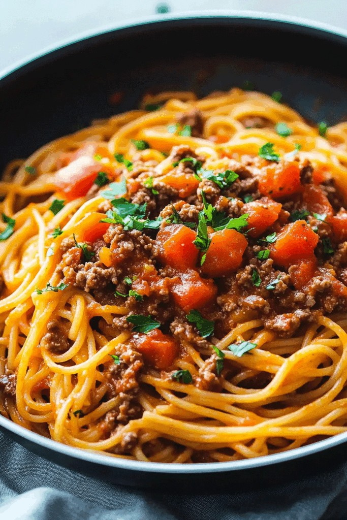 One Pot Taco Spaghetti