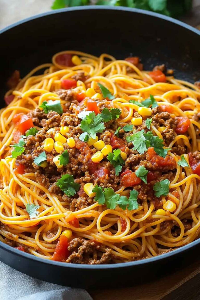One Pot Taco Spaghetti