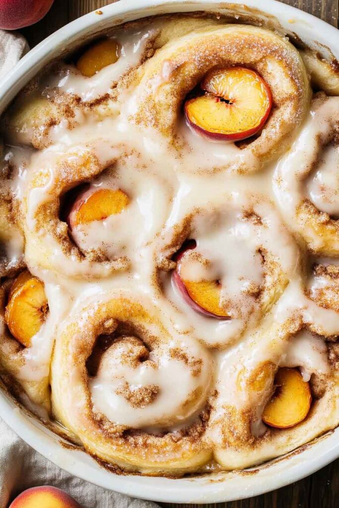 Peach Cobbler Cinnamon Rolls