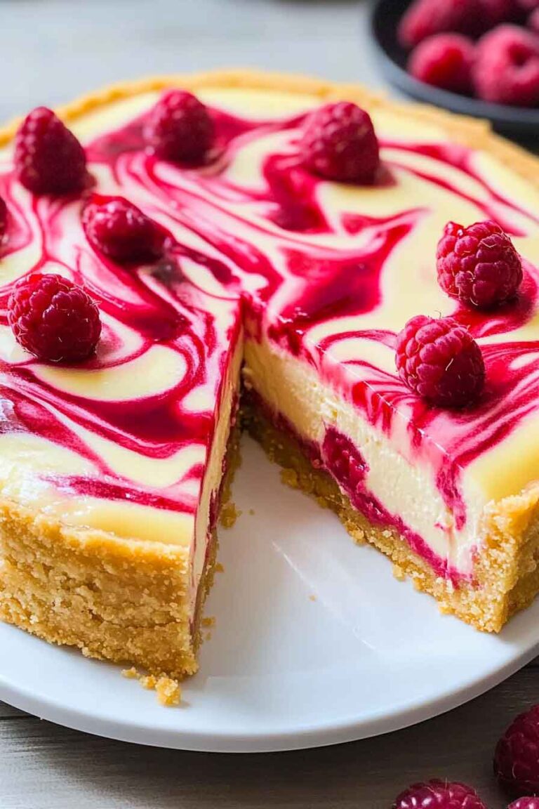 Raspberry Swirl Lemon Cheesecake