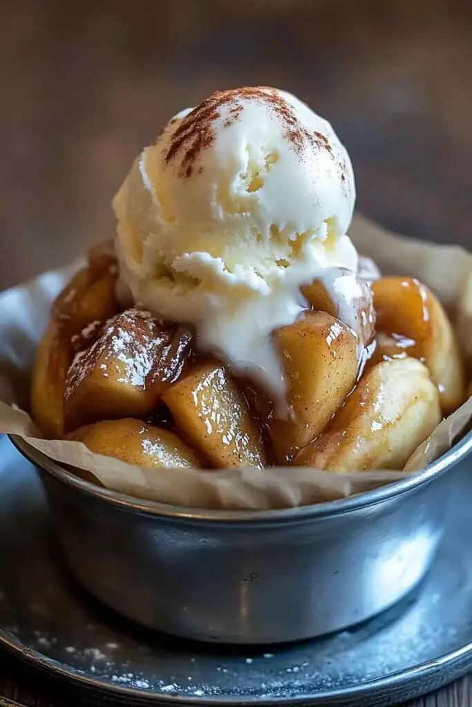 Apple Cinnamon Rolls With Vanilla Ice Cream
