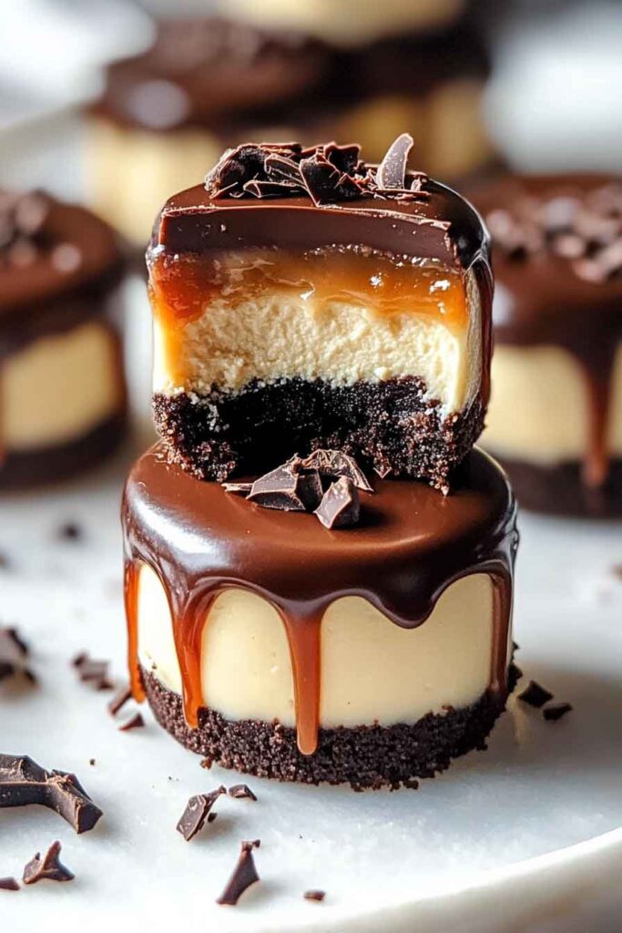 Chocolate Caramel Cheesecake Bites