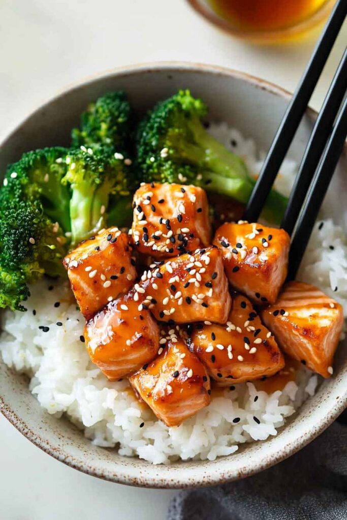 Crispy Orange Salmon Bowls