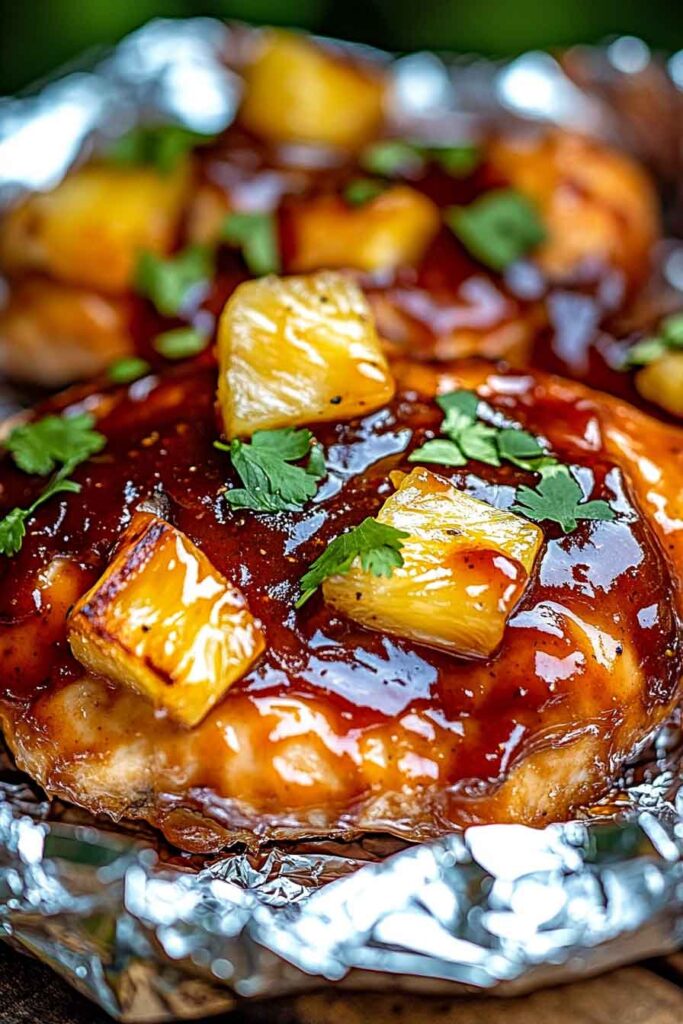 Hawaiian BBQ Chicken and Pineapple Foil Packets