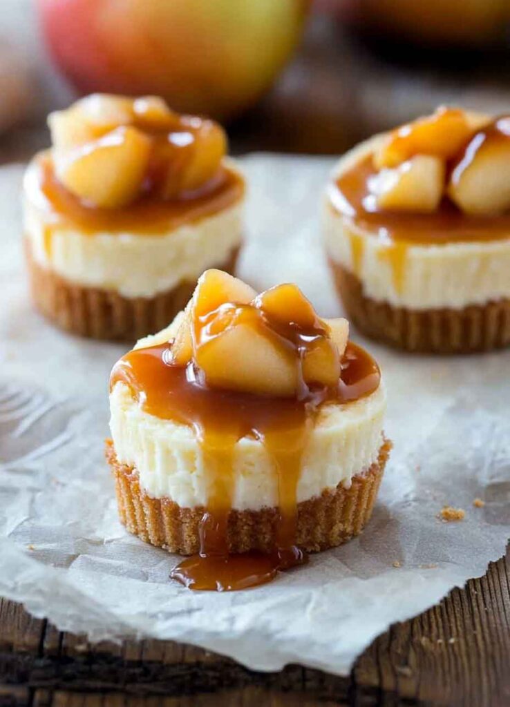 Mini Caramel Apple Cheesecakes