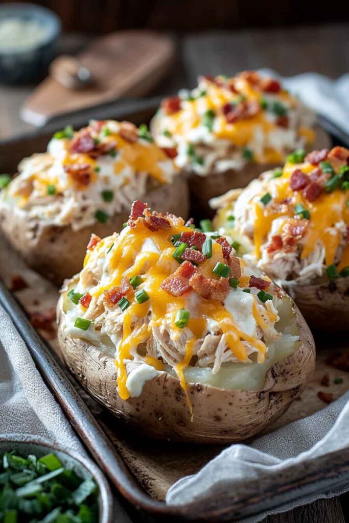 Crack Chicken Stuffed Baked Potatoes