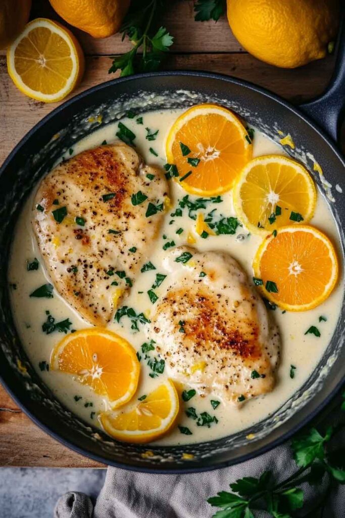 Creamy Lemon Pepper Skillet Chicken